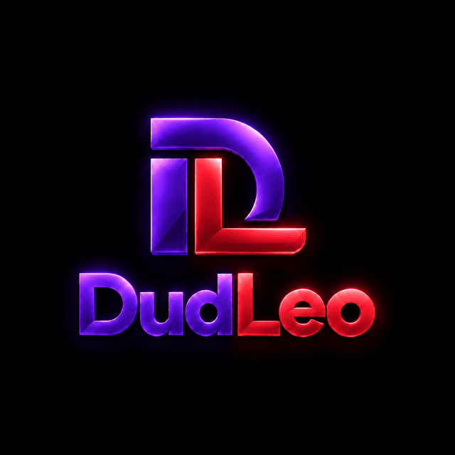 DudLeo purple and red neon logo